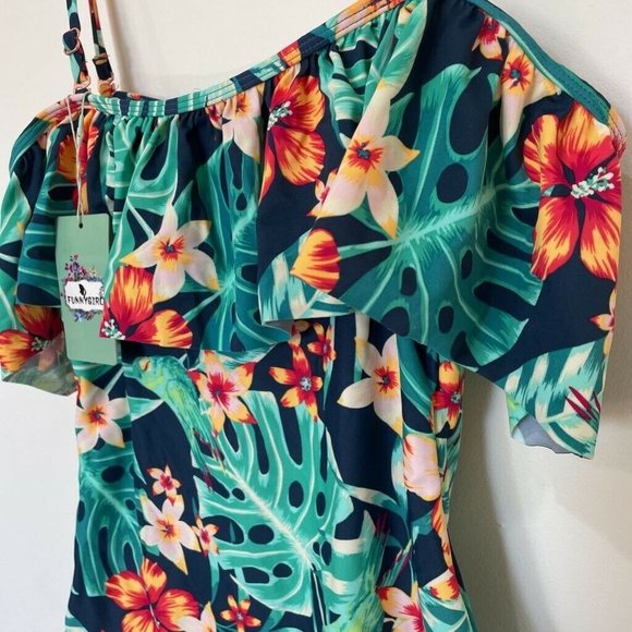 Womens Small Tropical One Piece Swimsuit New NWT - Picture 4 of 7